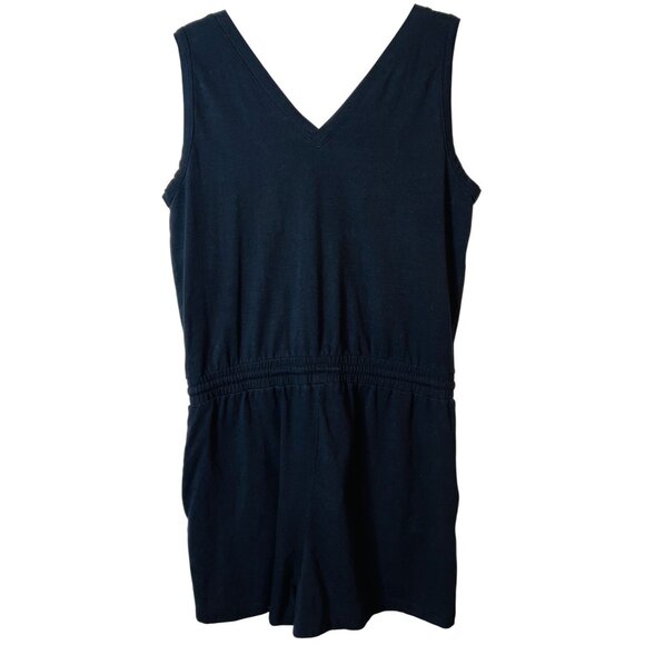 Calvin Klein Womens Black Sleeveless V-Neck Romper Large 60% Polyester 35% Rayon - Picture 2 of 4